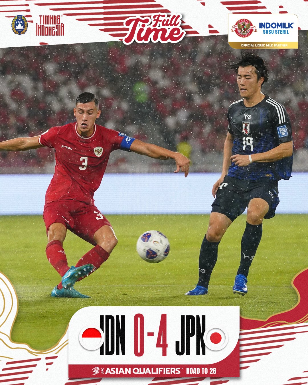 Timnas Indonesia dibantai Jepang dengan skor 4-0. (Foto: Timnas Indonesia)