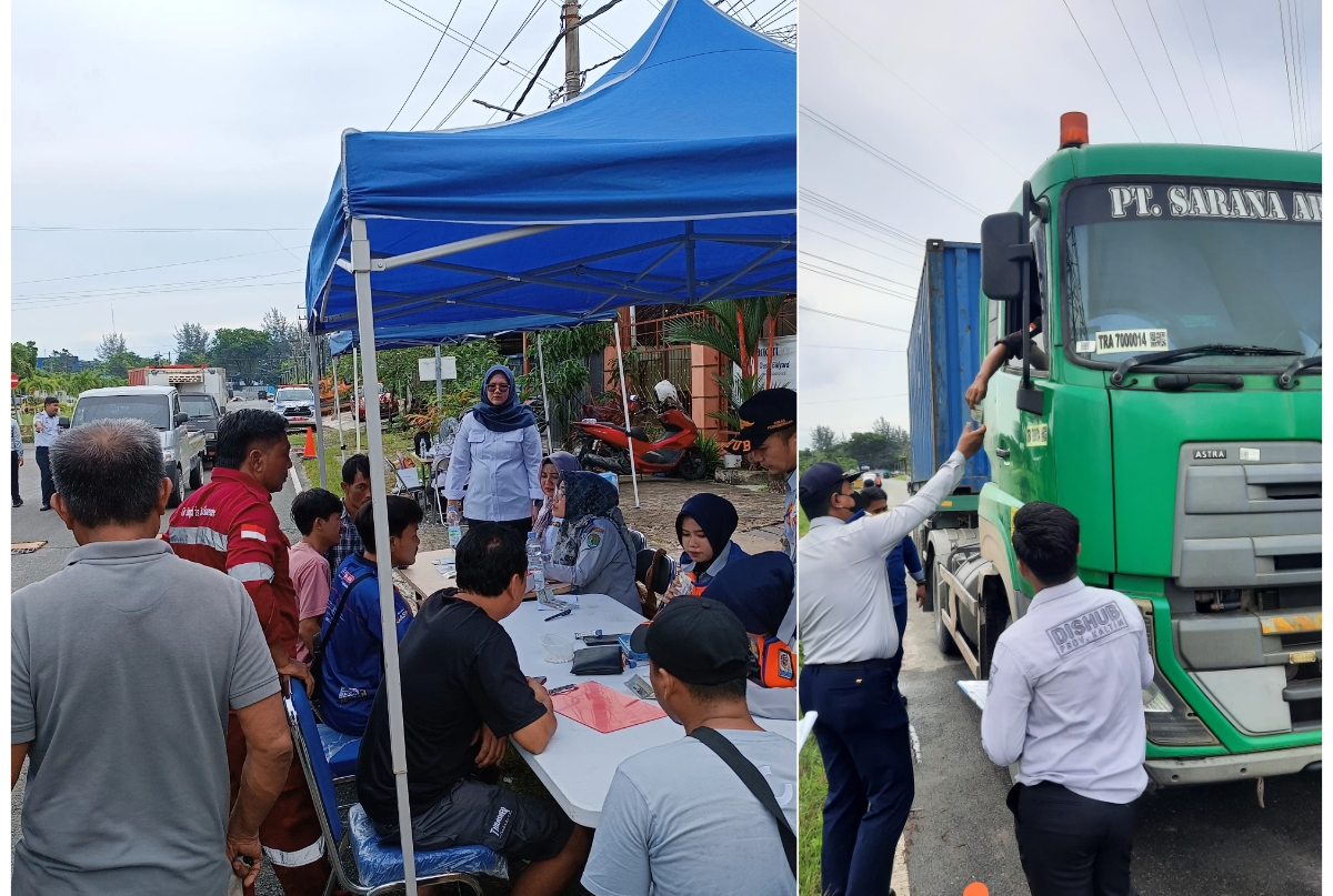 DITILANG: Sebanyak 200 kendaraan odol menjalani pemeriksaan dalam razia gabungan di Stadion Batakan, Balikpapan. (FOTO: IST)