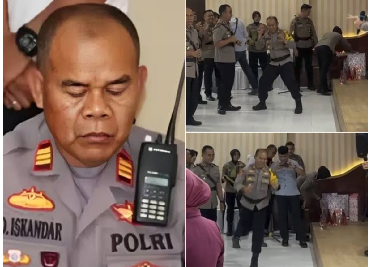 TEGA: Video AKP Dadang Iskandar saat goyang sadbor di Mapolres Solok Selatan ikut viral di media sosial. (FOTO: IST)