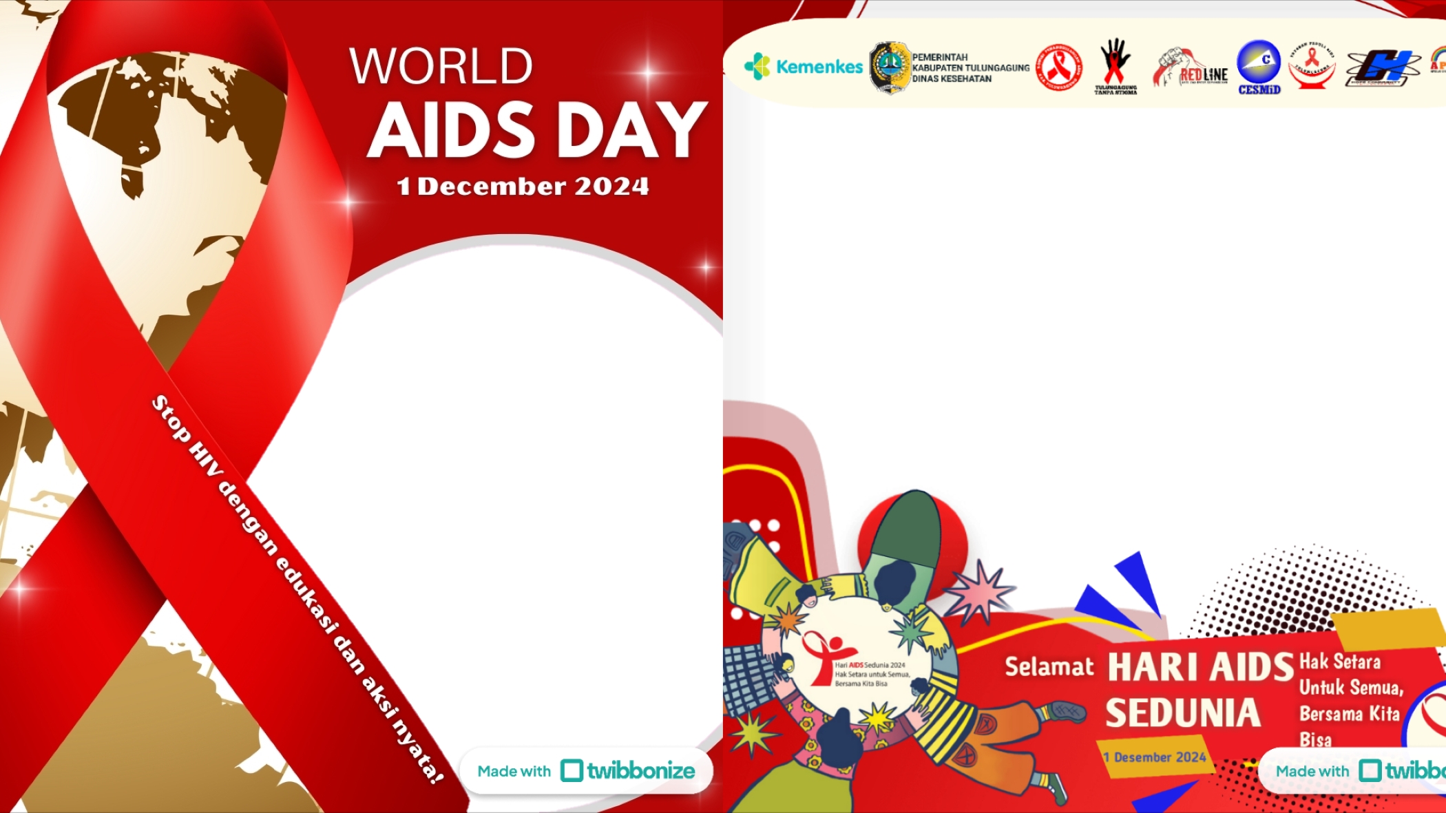 AIDS DAY: Twibbon Hari AIDS Sedunia 2024 untuk kampanye kesehatan di media sosial.