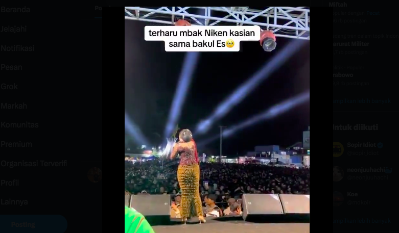 Cuplikan video Niken Salindry memborong dagangan penjual es teh.