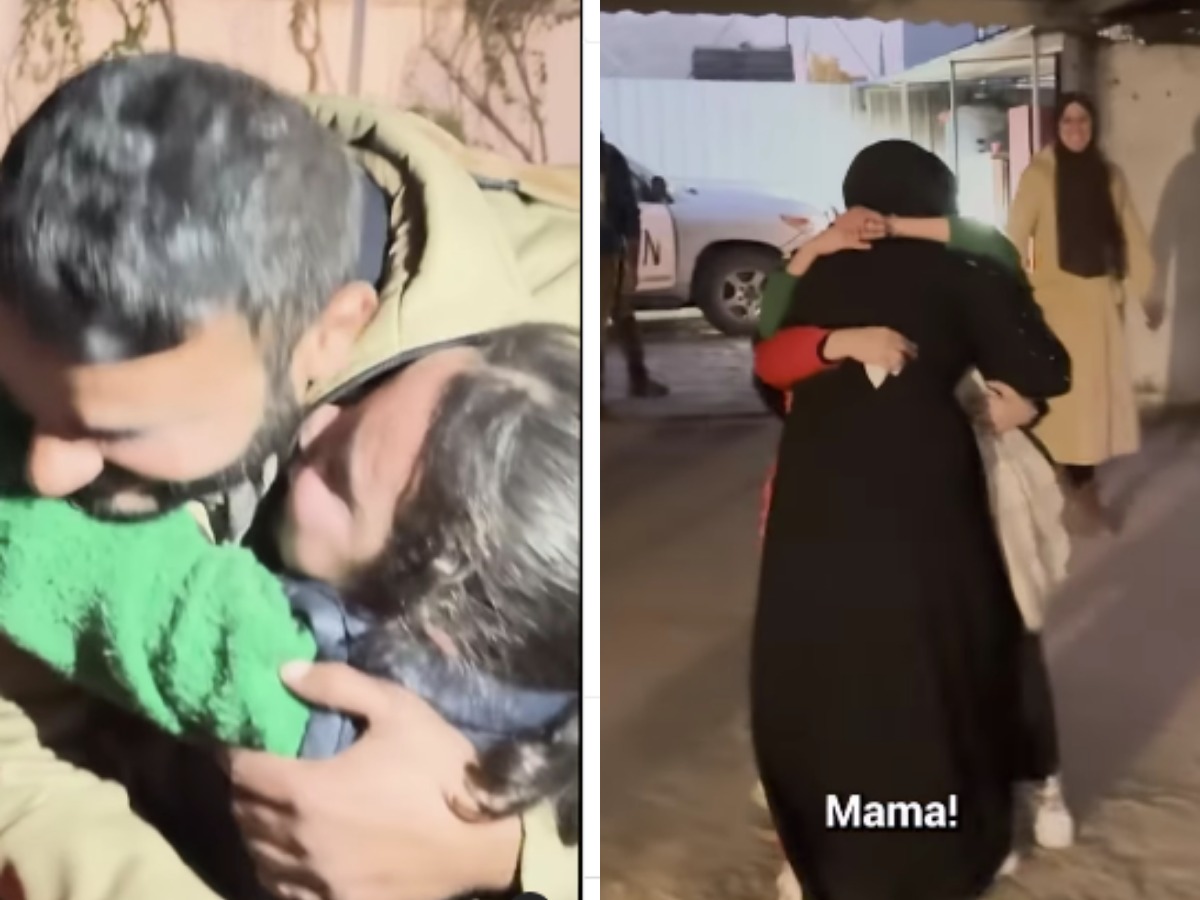 Momen dua anak perempuan Palestina bertemu dengan kedua orangtuanya. (Foto: Tangkapan Layar)