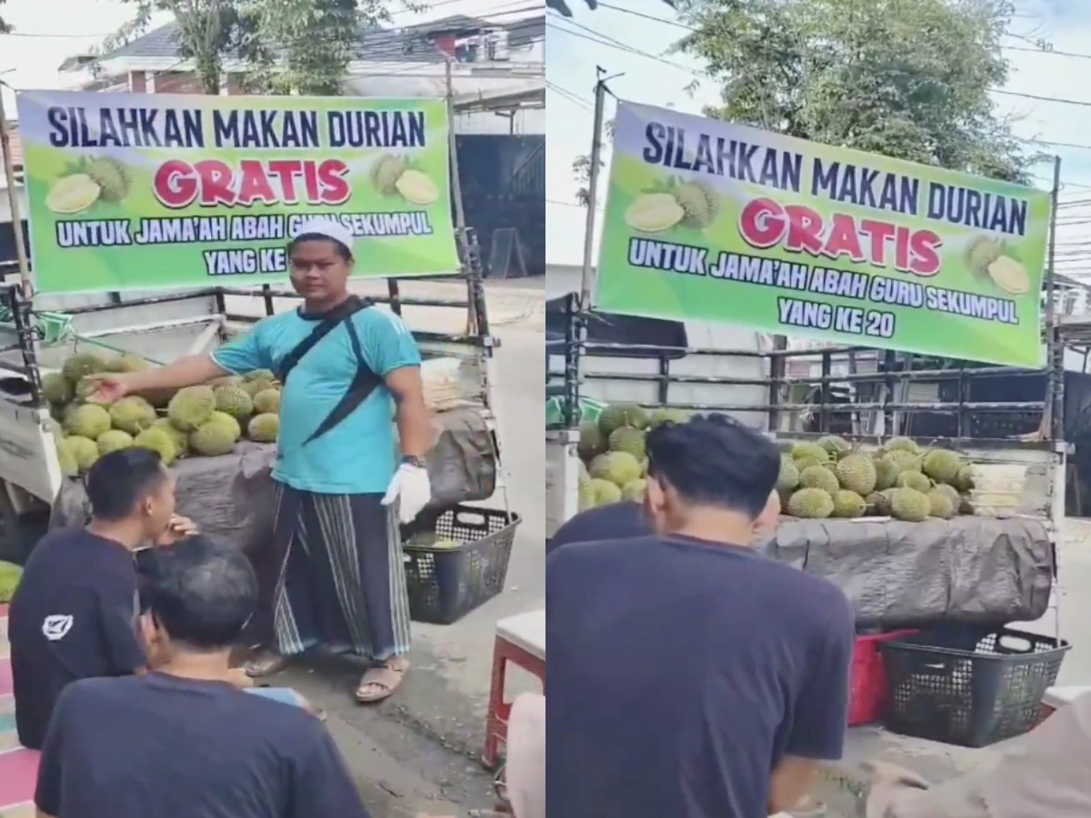 Durian gratis bagi jamaah Haul Guru Sekumpul.