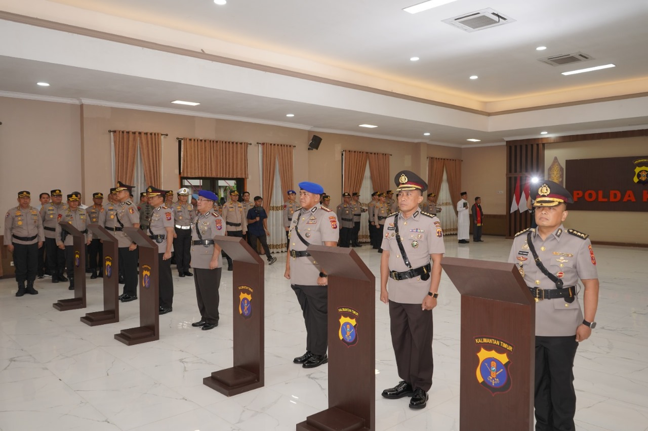 Ada tiga pejabat utama Polda Kaltim menjalani upacara serah terima jabatan.  (IST)