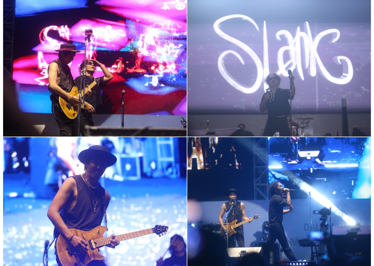 SLANK: Tampil di GOR Kadrie Oening Samarinda, Kamis (9/1) malam. Konser itu menjadi salah satu rangkaian perayaan hari jadinya Pemprov Kaltim ke-68. (FOTO/RAMA SHITOHANG)