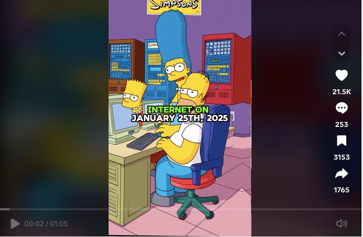 The Simpsons memprediksi internet kiamat pada 25 Januari 2025. (Foto: Tangkapan layar)