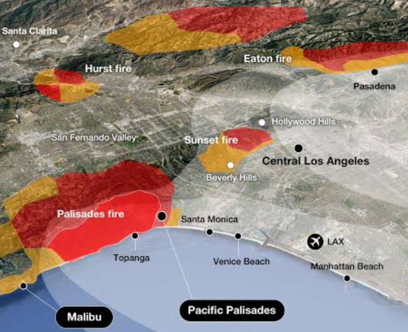 Grafik yang dilanda kebakaran di Los Angeles. (FOTO: IST)