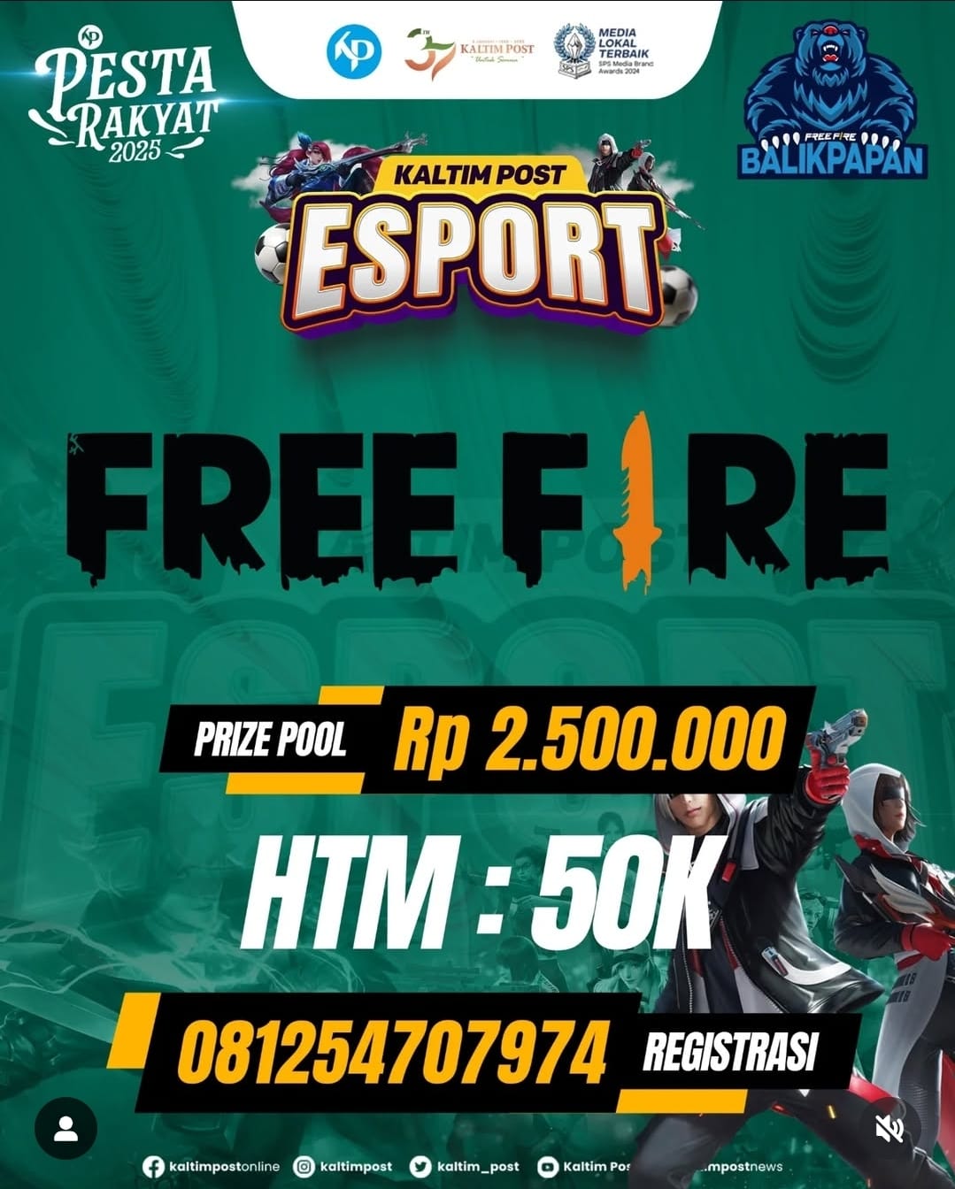 TARGET: Seluruh pegiat esport Free Fire diharap bisa meramaikan Pesta Rakyat Kaltim Post.