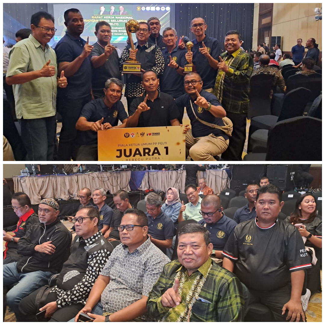 Tim tenis Kaltim meraih gelar juara di Kejurnas Pelti 2025. Foto bawah,  Pengprov Pelti Kaltim saat menghadiri rakernas di Jakarta (19/1).