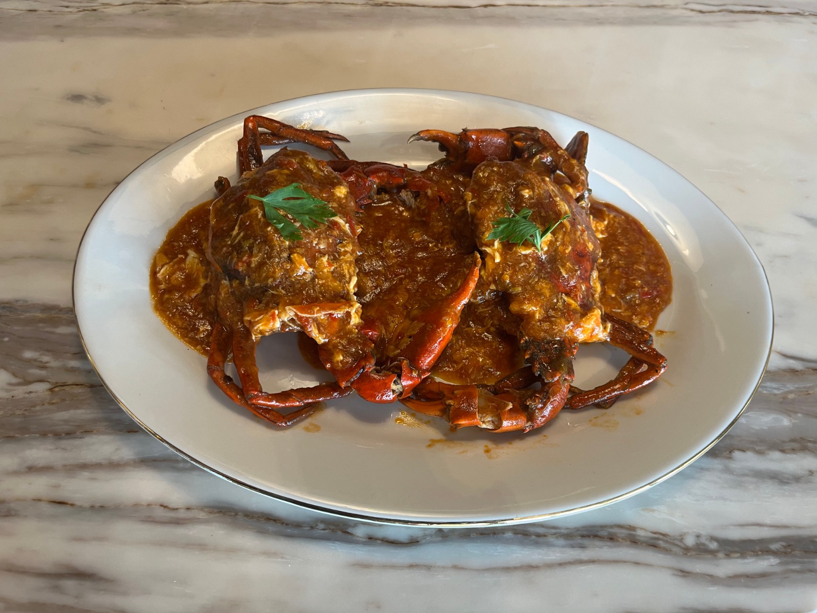 Kepiting saus Singapore. (Foto: Nasya Rahaya)