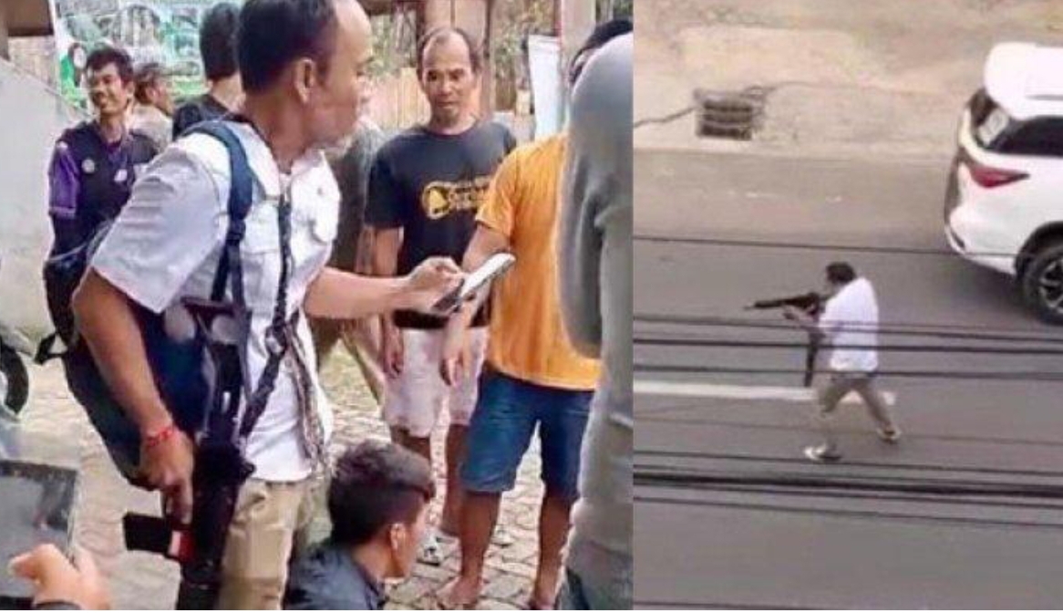 TEMBAK-TEMBAKAN: Aksi Bripka Agus Simanjuntak menghadapi tiga begal motor membuahkan hasil, satu pelaku berhasil ditangkap. (FOTO: IST)