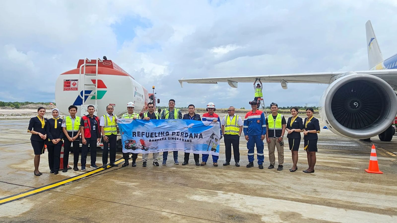 WUJUD DUKUNGAN: Kehadiran Pertamina di Bandara Singkawang merupakan salah satu wujud nyata dalam mendukung pertumbuhan transportasi udara di Indonesia.