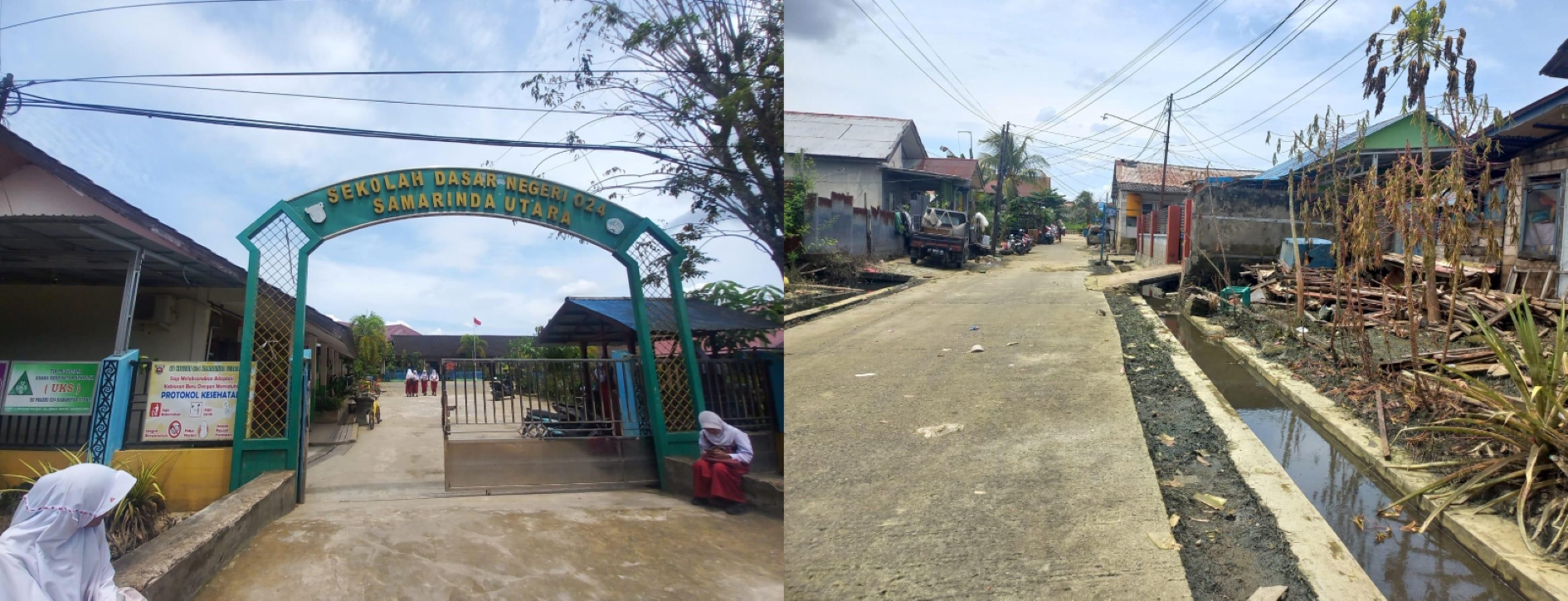 PASCA-BANJIR: Akses jalan dan parit-parit di kawasan Bengkuring Raya, Kelurahan Sempaja Timur, Kecamatan Samarinda Utara, yang dilanda banjir masih membekas.