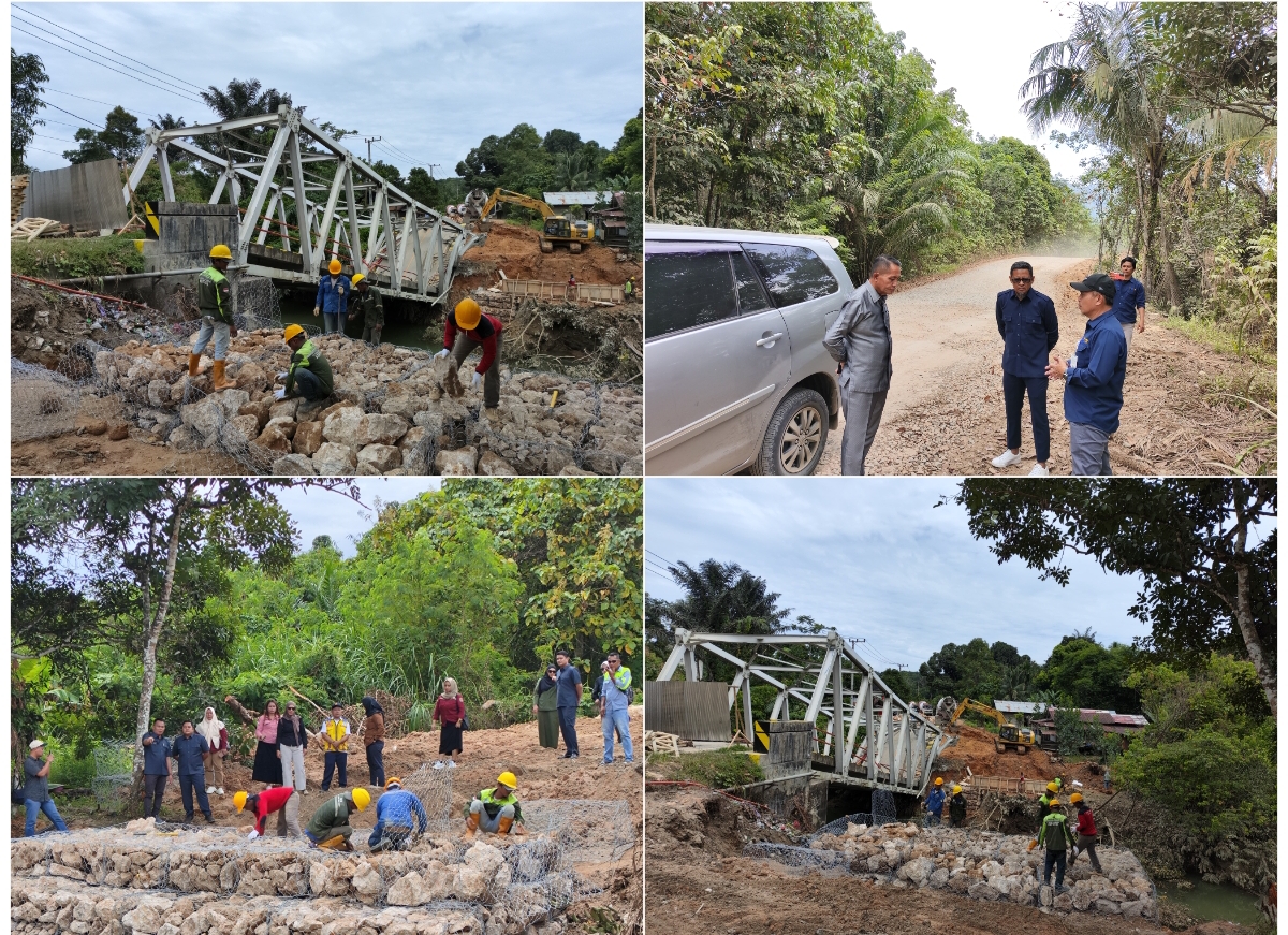 LIHAT KONDISI: Wakil Ketua DPRD Paser Zulkifli Kaharuddin bersama komisi III meninjau kondisi Jembatan Busui, Selasa (4/2/2025). (FOTO: IST)
