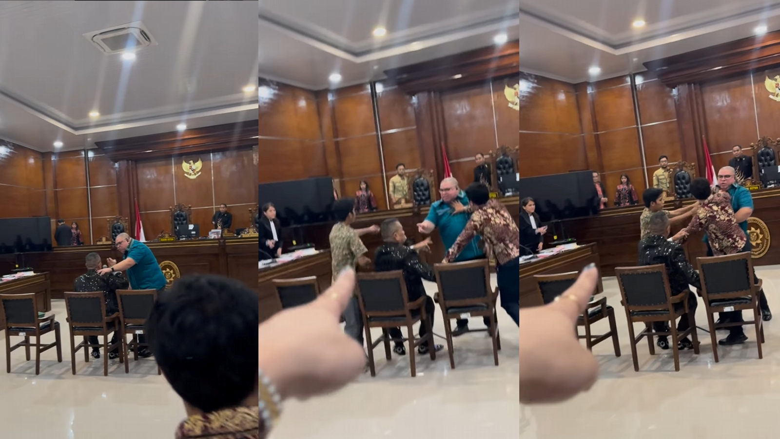 Hotman Paris (duduk di kursi) dan Razman Nasution (baju biru).