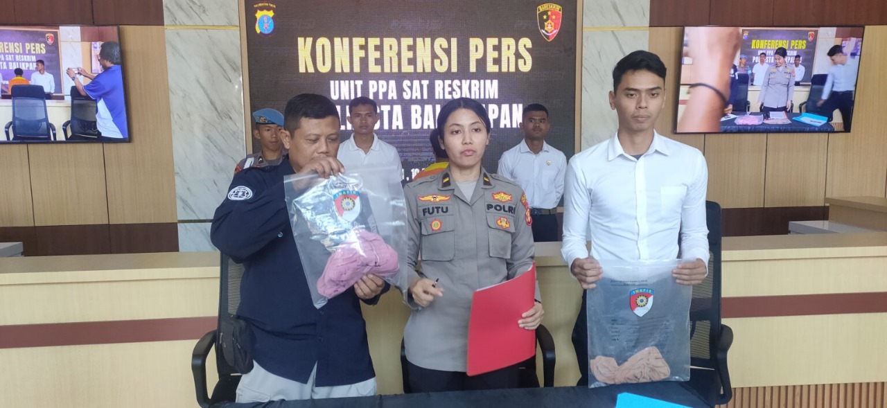 BEBER KASUS: Kanit PPA Satreskrim Polresta Balikpapan menjelaskan kasus asusila menimpa korban.