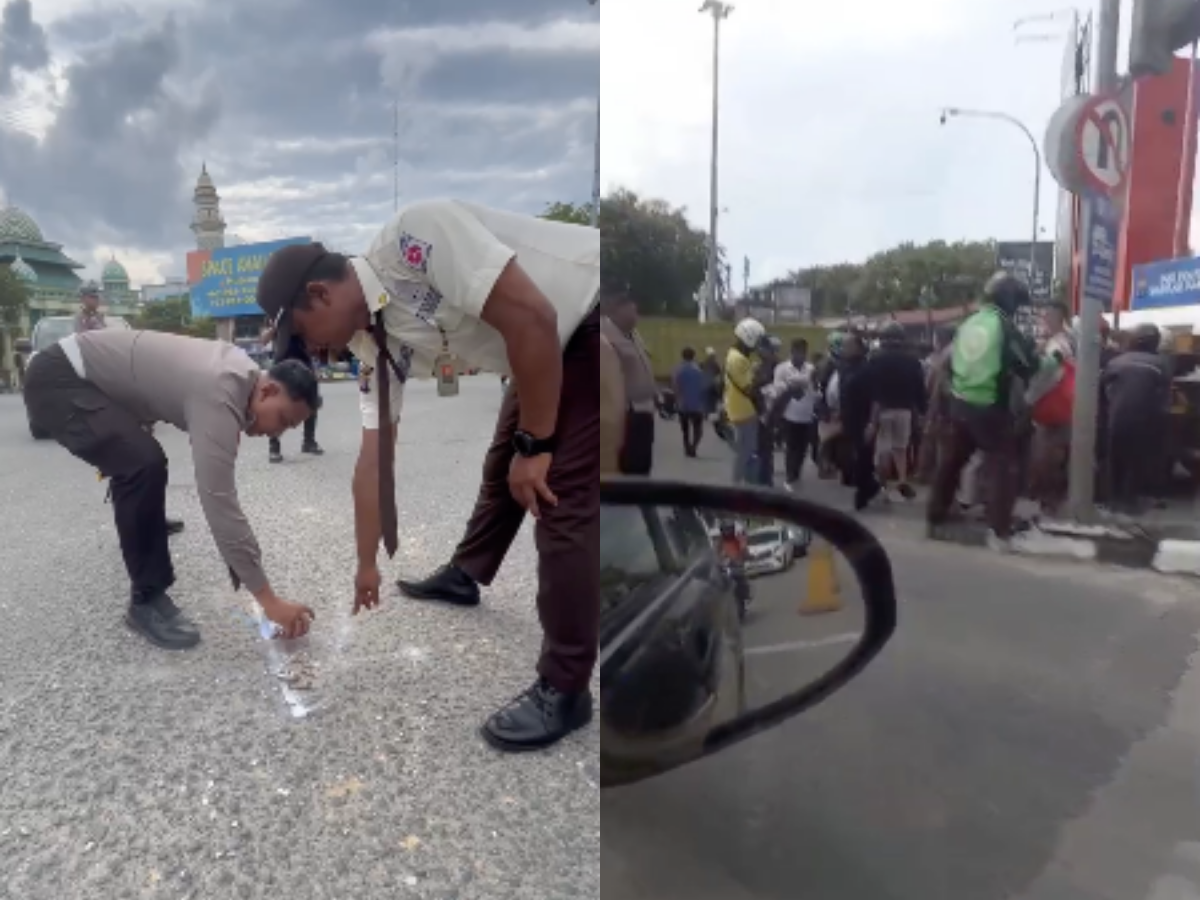Kecelakaan yang terjadi di Simpang Rapak Balikpapan. (Foto kolase: Anggi/KP-Netizen)
