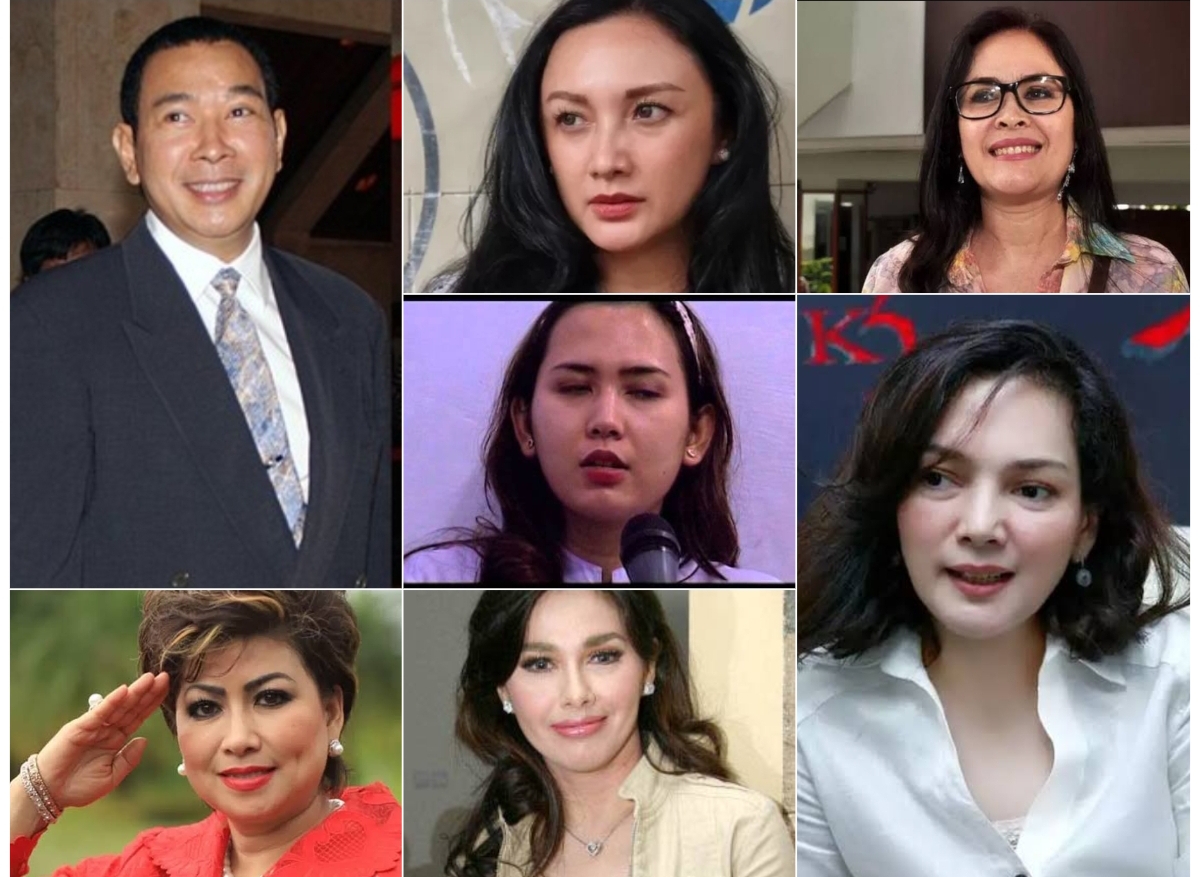 Tommy Soeharto, Tata Cahyani (kedua kiri), Sandy Harun (kanan atas), Maya Rumantir (kiri bawah), Nia Zulkarnain (kedua kiri bawah), Lani Banjaranti (pegang mik) dan Ida Iasha (kanan bawah). (FOTO: IST