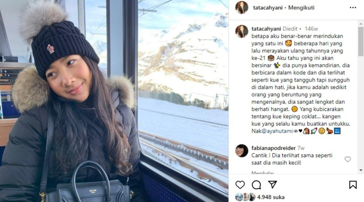 Tangkapan layar Instagram Tata Cahyani