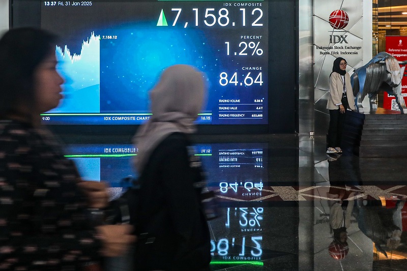 KUAT: IHSG ditutup menguat 0,41 persen secara month to date (mtd) atau year to date (ytd) ke level 7.109,20 pada akhir Januari.