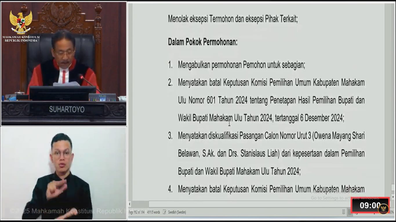 Amar putusan MK terhadap sengketa Mahulu.
