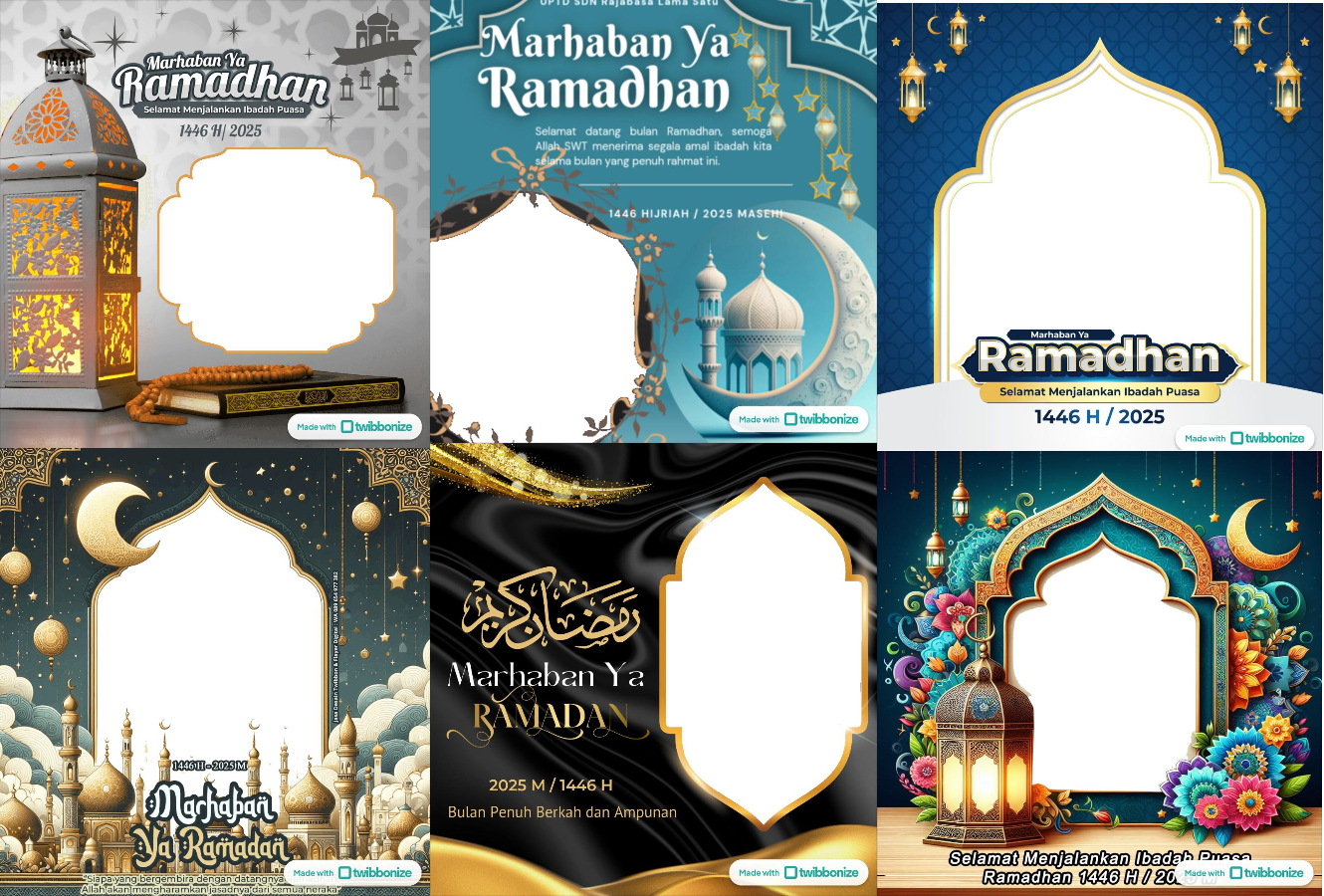 SEMARAK: Ragam desai Twibbon Ramadhan 2025 yang siap menyemarakkan suasana Ramadhan di media sosial.