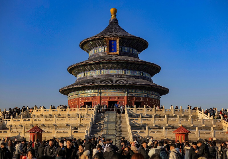 TEMPAT RITUAL: Bangunan kuil The Hall of Prayer for Good Harvests yang digunakan untuk meminta berkah dewa langit dan dewa bumi di Temple of Heaven.&nbsp;