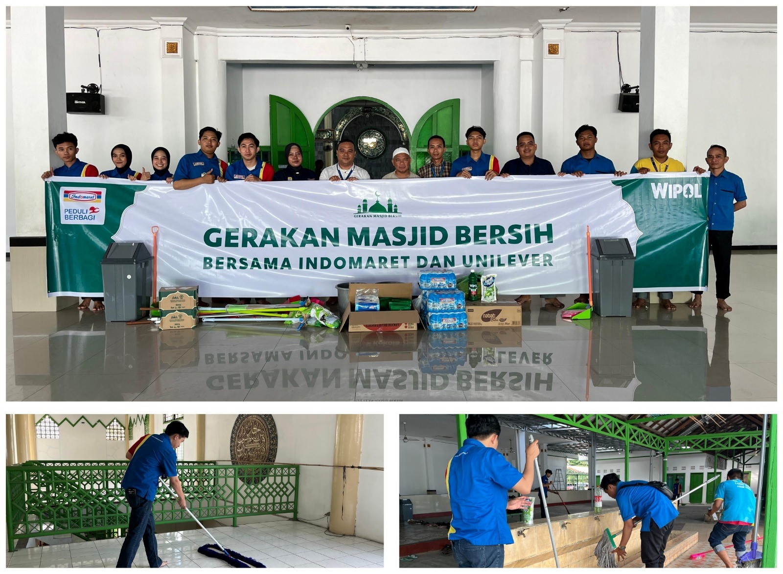 GMB: PT Indomarco Prismatama (Indomaret) dengan Unilever Indonesia laksanakan Gerakan Masjid Bersih di Masjid Jami&rsquo; Jami&rsquo;atul Muttaqin, 28 Februari 2025.