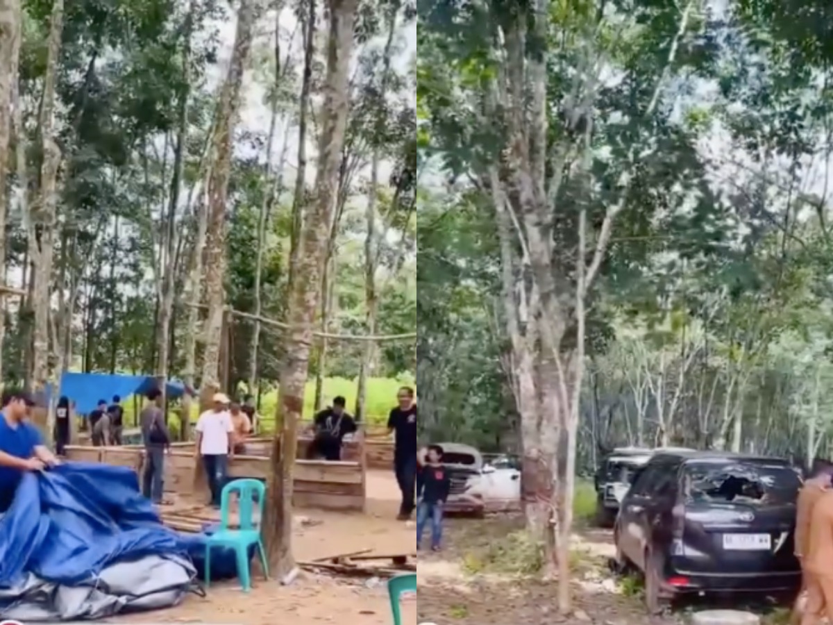 TKP penembakan tiga anggota Polsek Negara Batin, Way Kanan Lampung. (Tangkapan Layar Lampung Geh News)