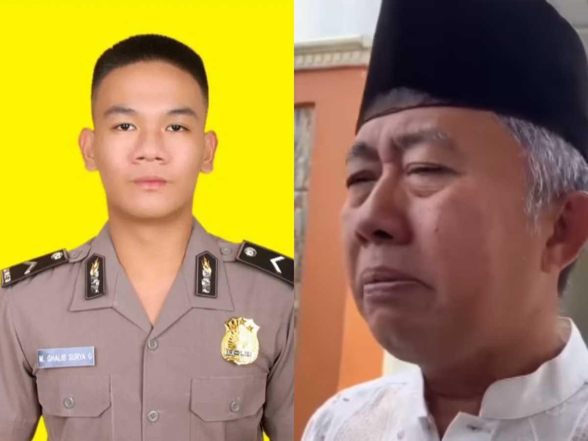 Chandra, sang paman, menceritakan perjuangan Briptu Ghalib Surya Ganta.