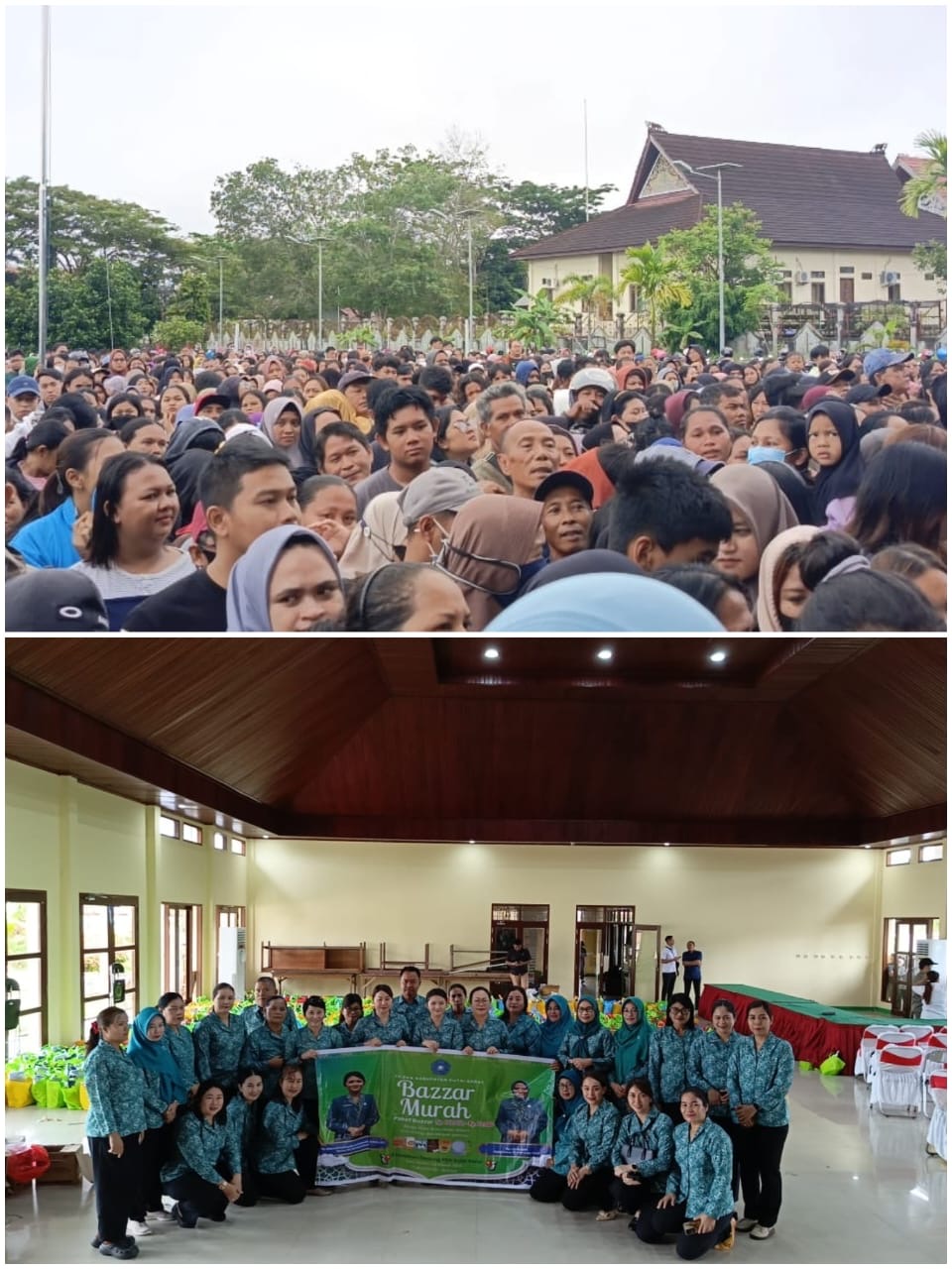 Warga rela mengantre untuk bisa membeli paket bazar murah garapan TP PKK Kutai Barat.