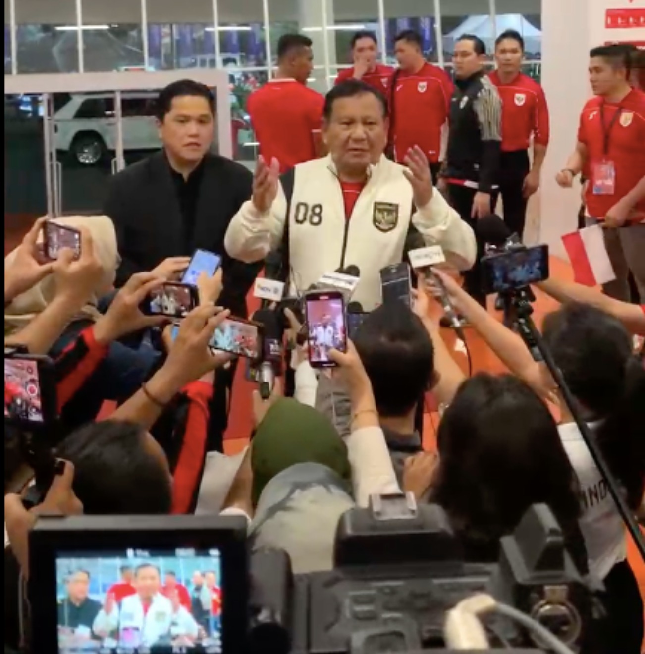 Prabowo bersyukur Timnas Indonesia menang 1-0 atas Bahrain. (Repro)