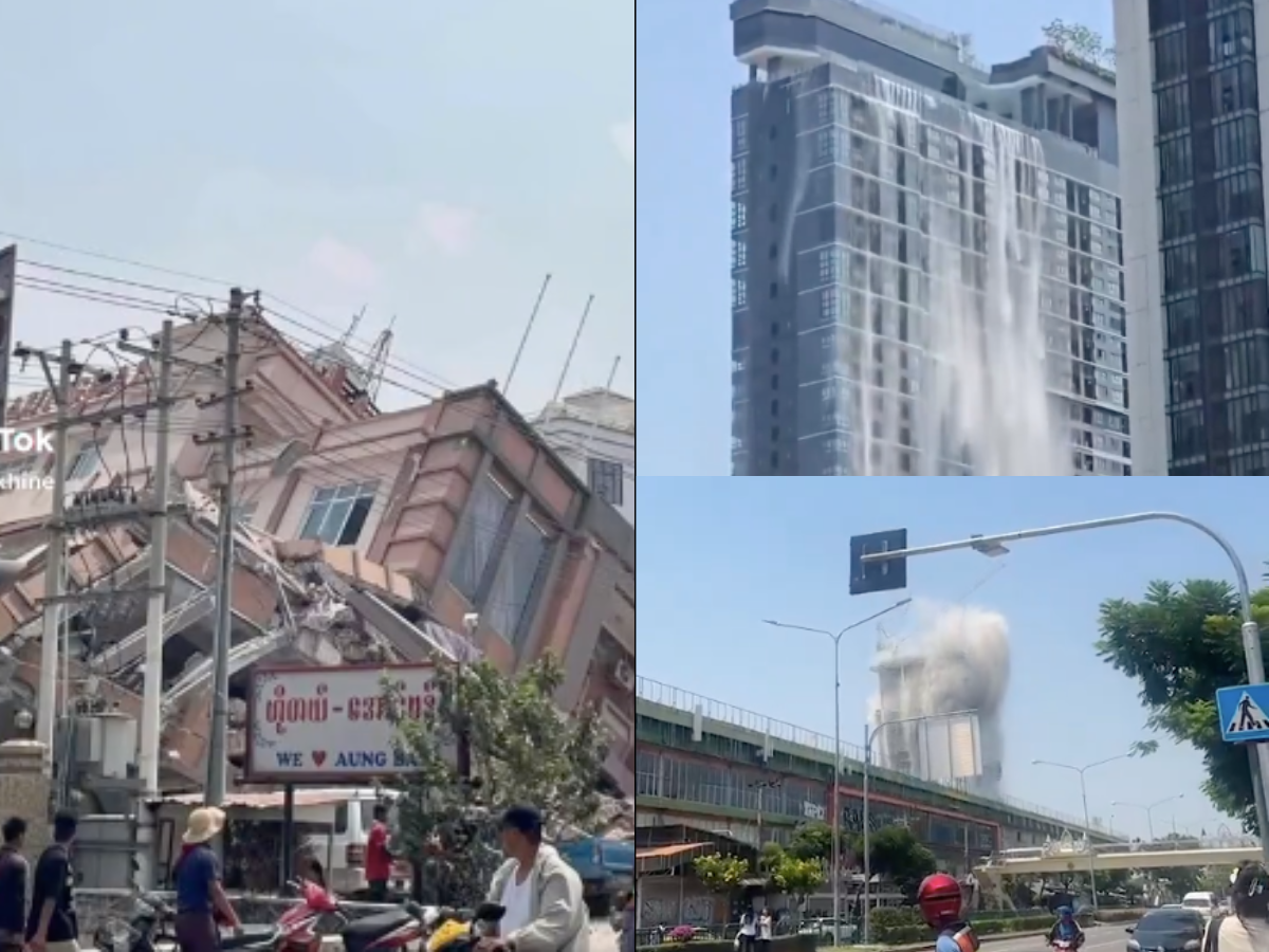 Rekaman gempa yang mengguncang Myanmar yang meruntuhkan gedung pencakar langit.