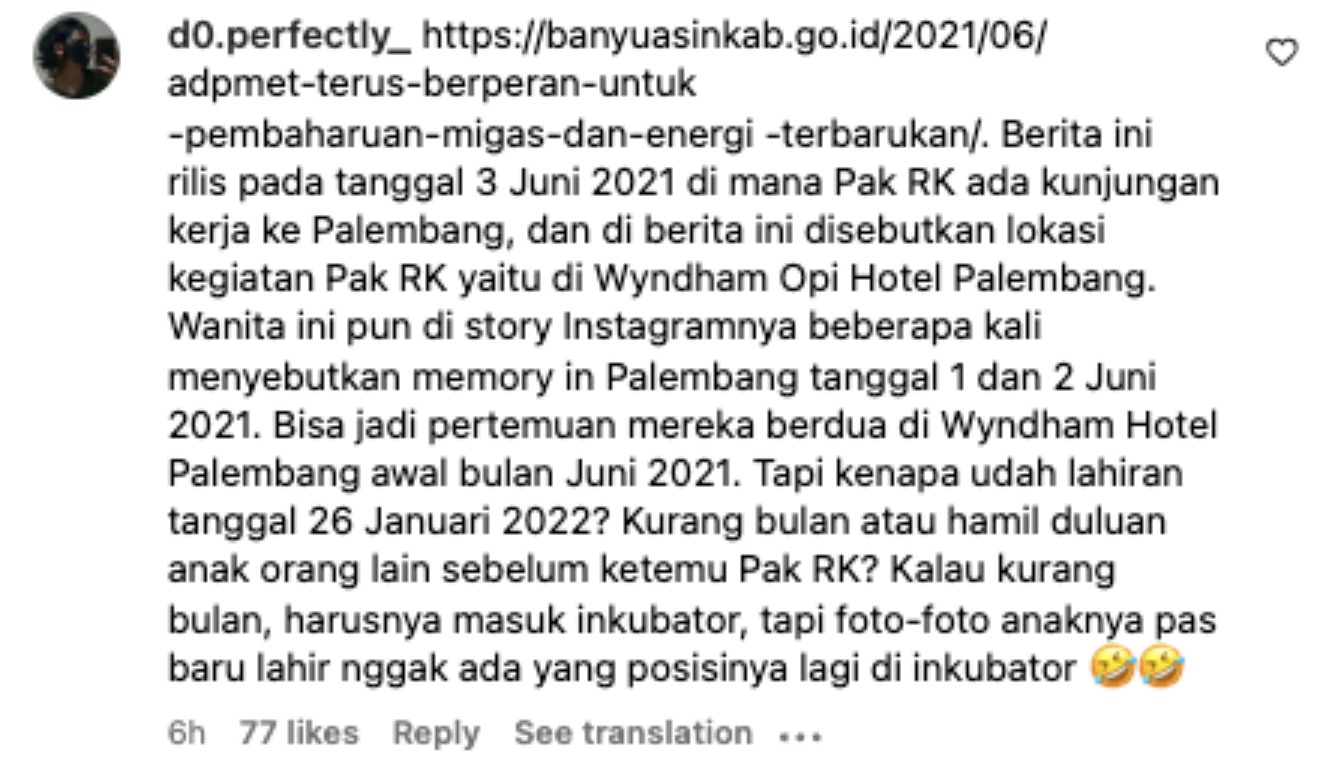 tangkapan layar komentar netizen di instagram Lisa Mariana