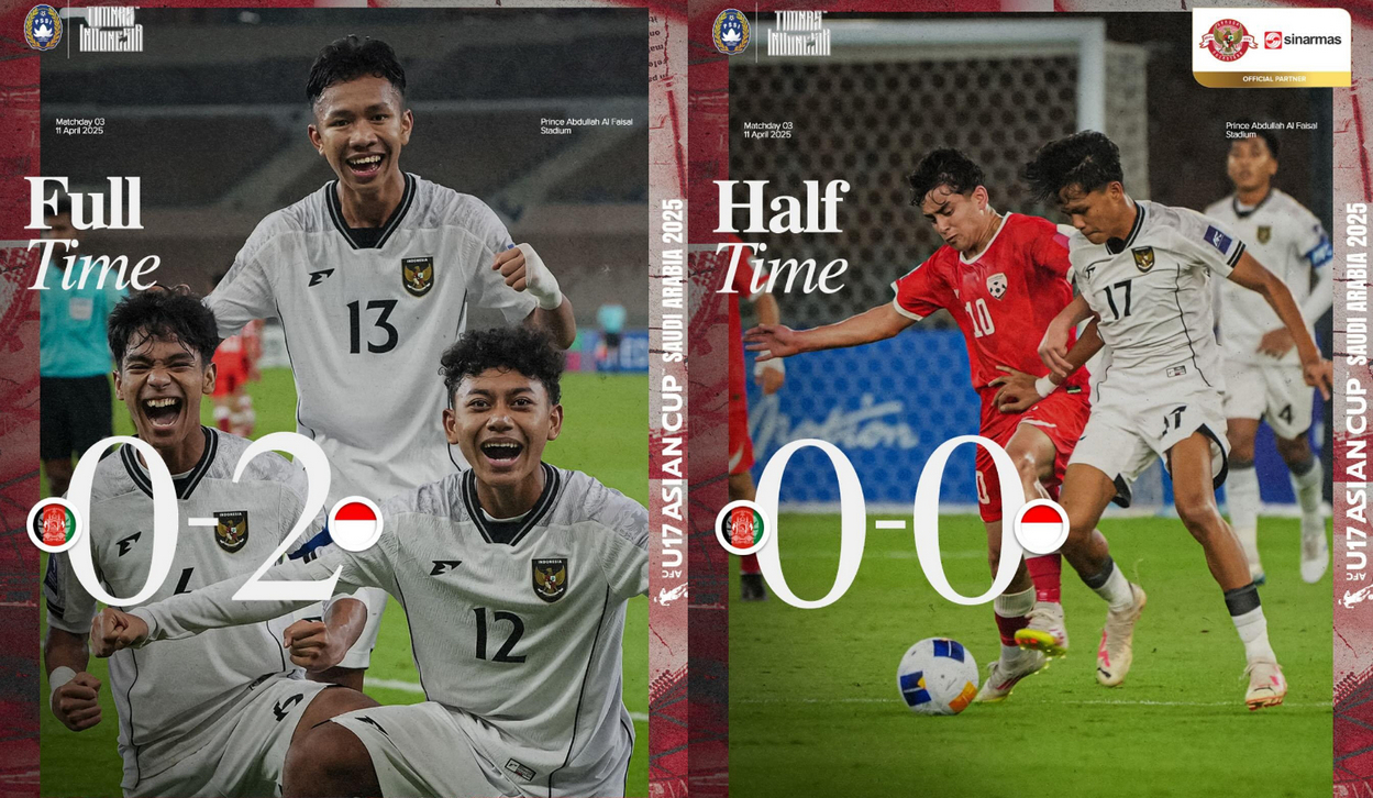 SEMPURNA: hasil Indonesia vs Afghanistan U17, Jumat dini hari, 11 April 2025.