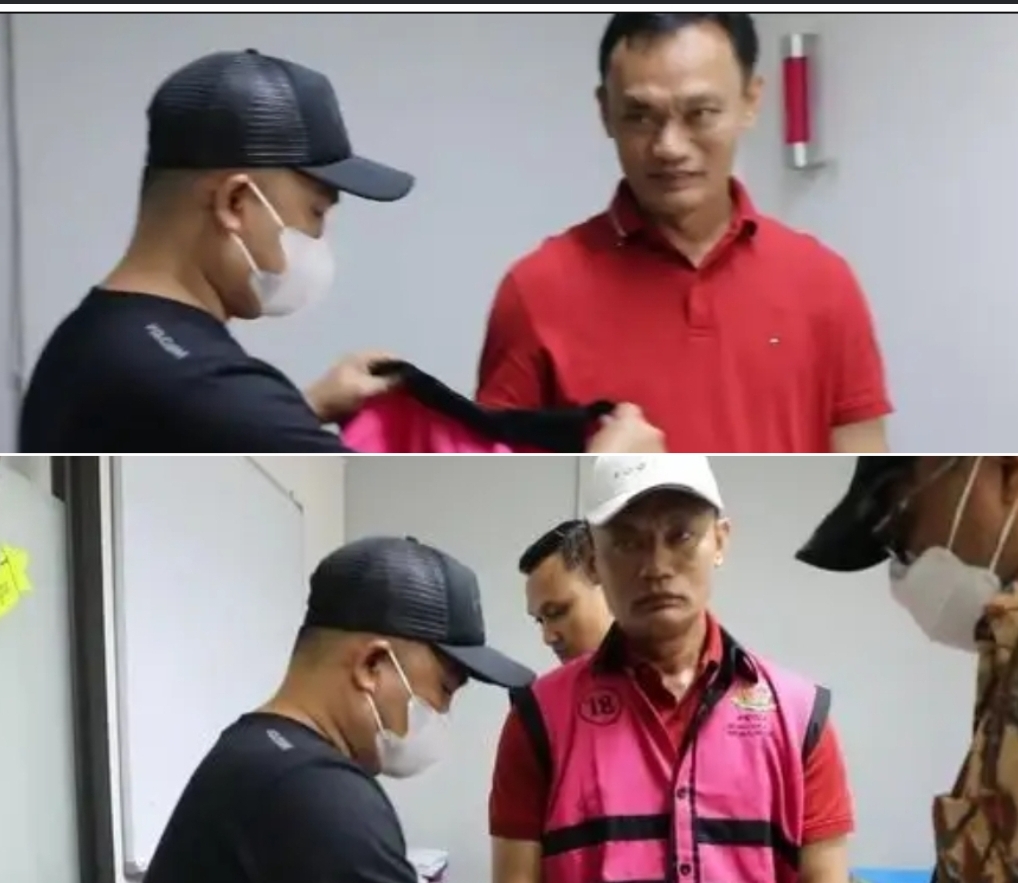 Ketua PN Jakarta Selatan Arif Nuryanta, tersangka suap Rp 60 miliar pakai kaus saat ditangkap Kejaksaan Agung. (Foto: Dok Kejaksaan Agung)