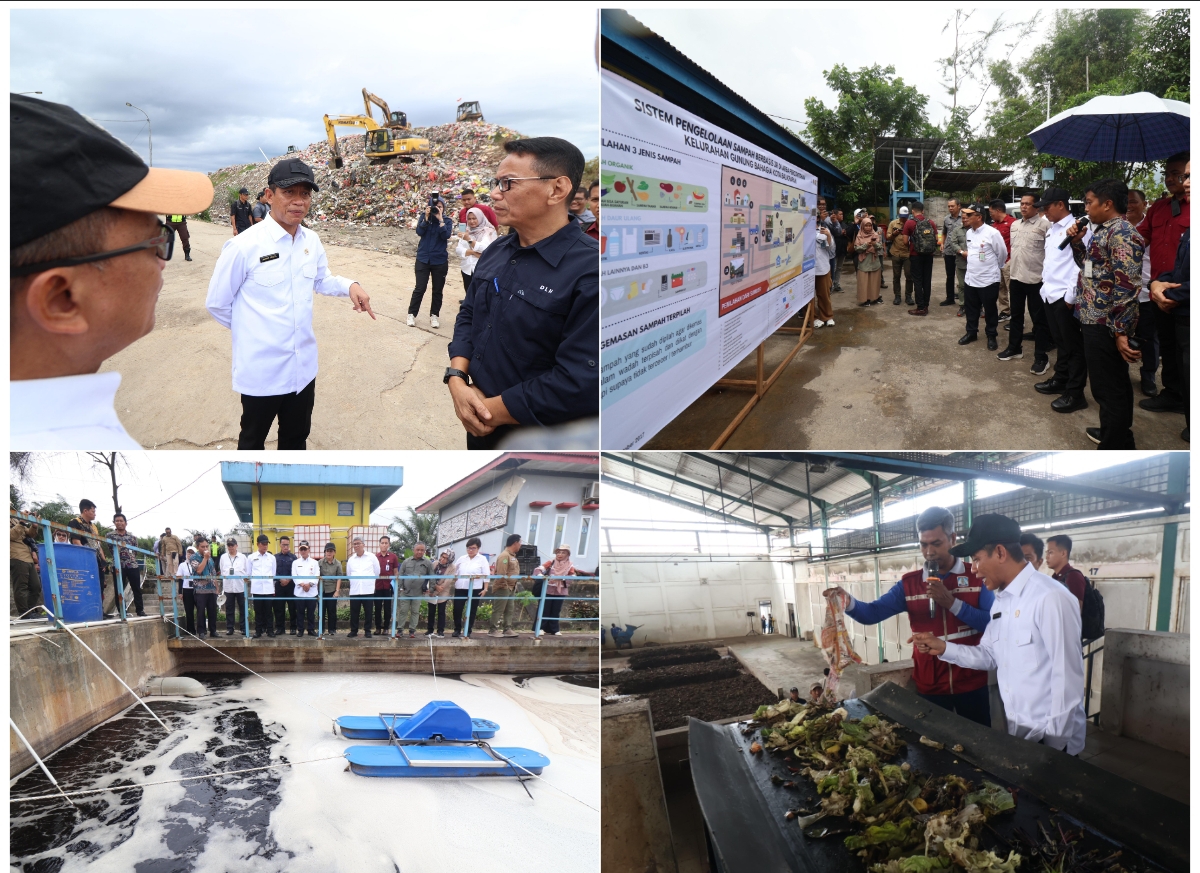 Menteri LH Hanif Faisol Nurofiq saat kunjungannya ke TPA Manggar, Instalasi Intermediate Treatment Facility (ITF) Kota Hijau, hingga Material Recovery Facility (MRF) Gunung Bahagia. (FOTO: ANGGI)