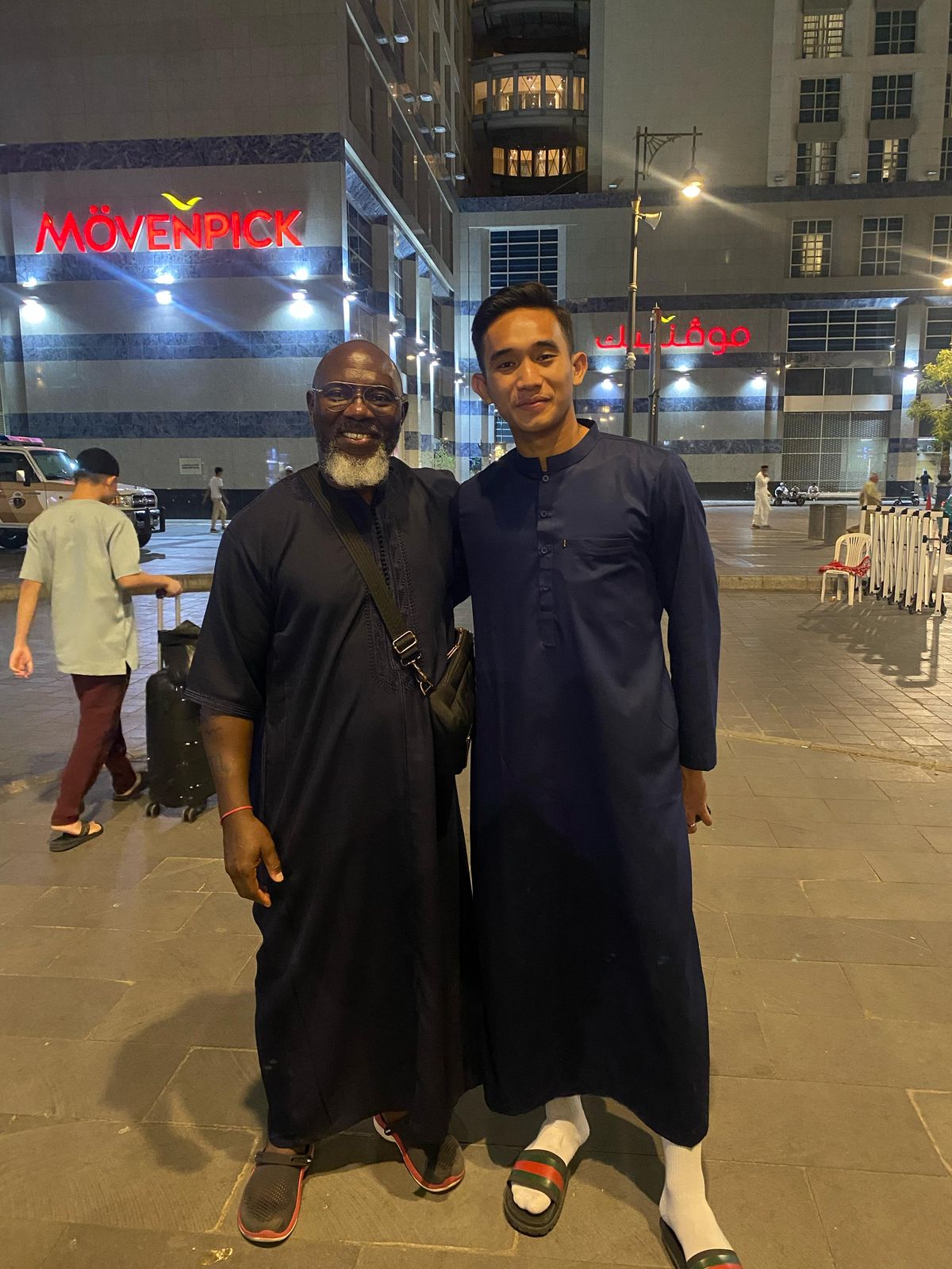Jacksen F Tiago  (kiri) di sela-sela ibadah umrah di Madinah, Arab Saudi.