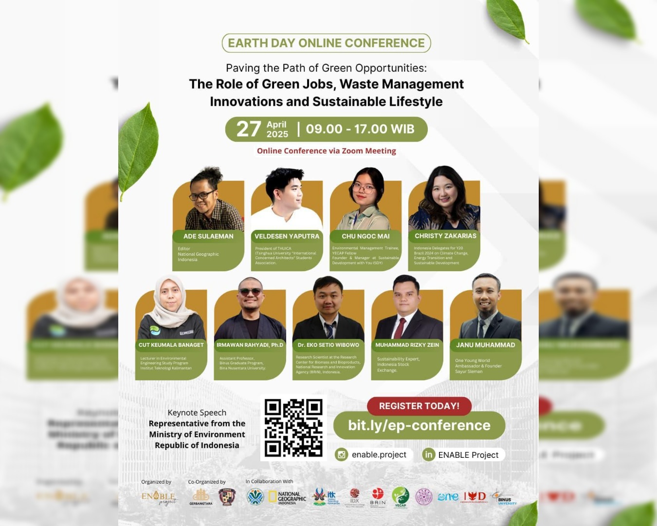 Poster Konferensi Daring Hari Bumi bertajuk &ldquo;Paving the Path of Green Opportunities: The Role of Green Jobs, Waste Management Innovations and Sustainable Lifestyle.