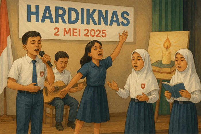 Ilustrasi kegiatan di Hari Pendidikan Nasional.