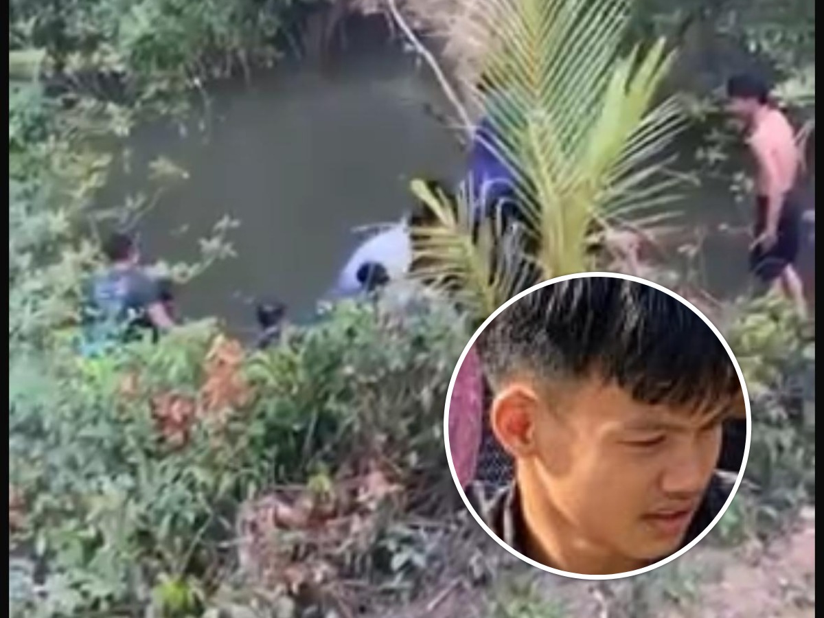 Sungai Sotek yang menjadi lokasi peristiwa Andy Syahputra (inzet) diterkam buaya.