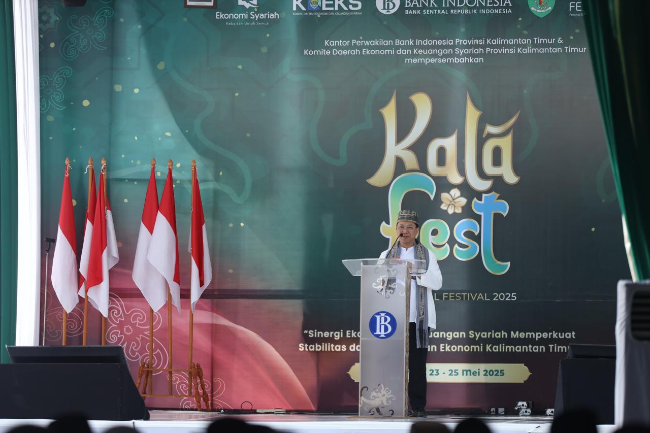 KOMITMEN: Kepala KPw BI Kaltim, Budi Widihartanto menegaskan bahwa pihaknya terus mendukung implementasi empat pilar utama Masterplan Ekonomi Syariah Indonesia 2025-2029.