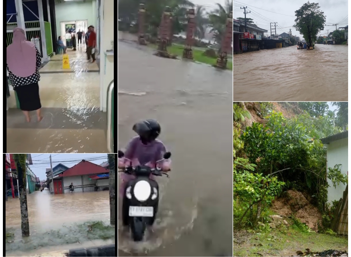 Kondisi terkini Samarinda setelah diguyur hujan selama beberapa jam, Rumah sakit hingga sekolah dilanda banjir. Termasuk bencana longsor di Perumahan Borneo II. (Foto: tangkapan layar)