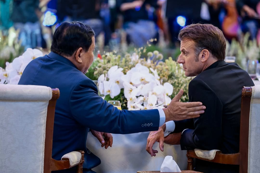 Prabowo Subianto dan Emmanuel Macron.