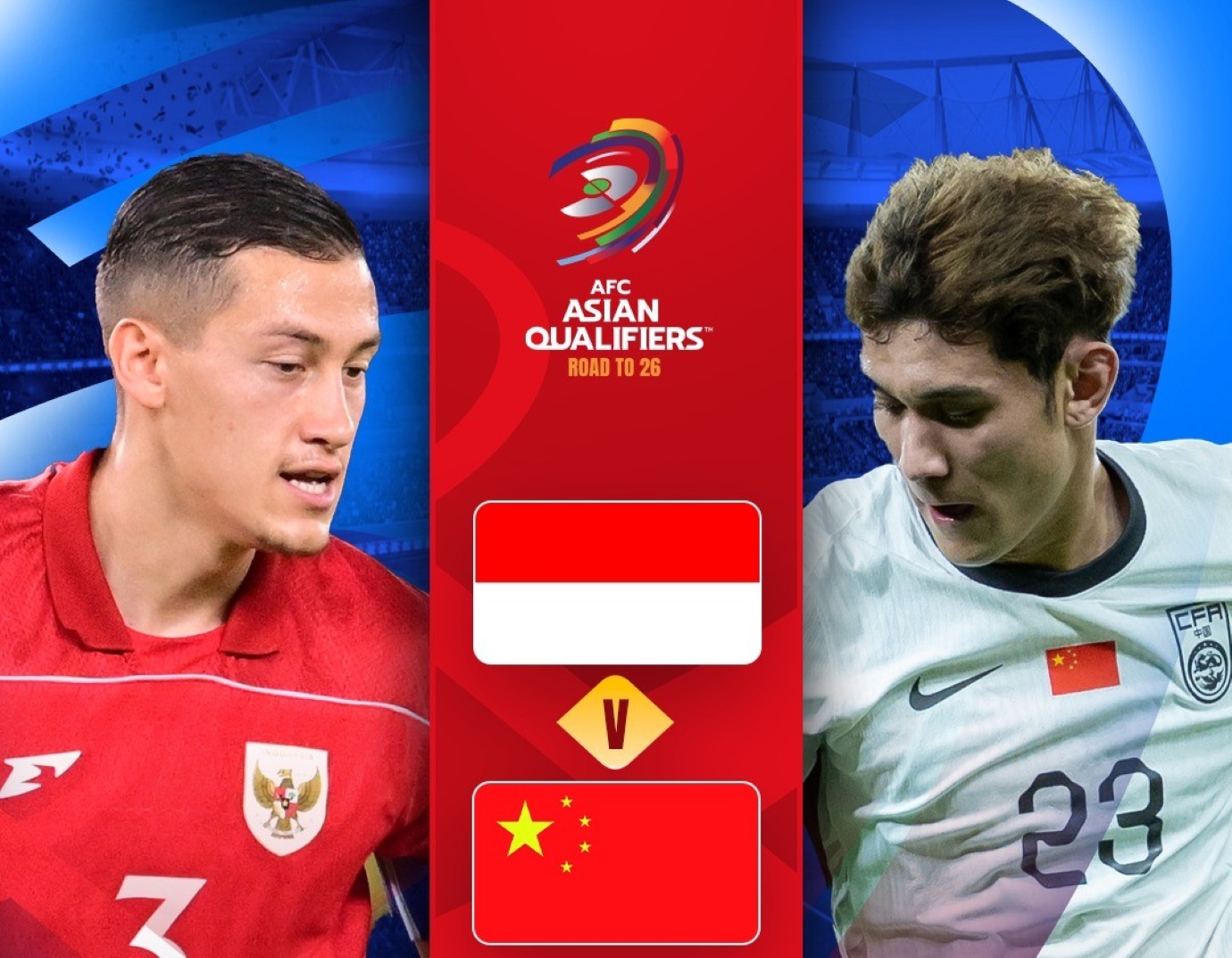 AFC: Jadwal siaran langsung Indonesia vs China malam ini Kualifikasi Piala Dunia 2026, Kamis, 5 Juni 2025.