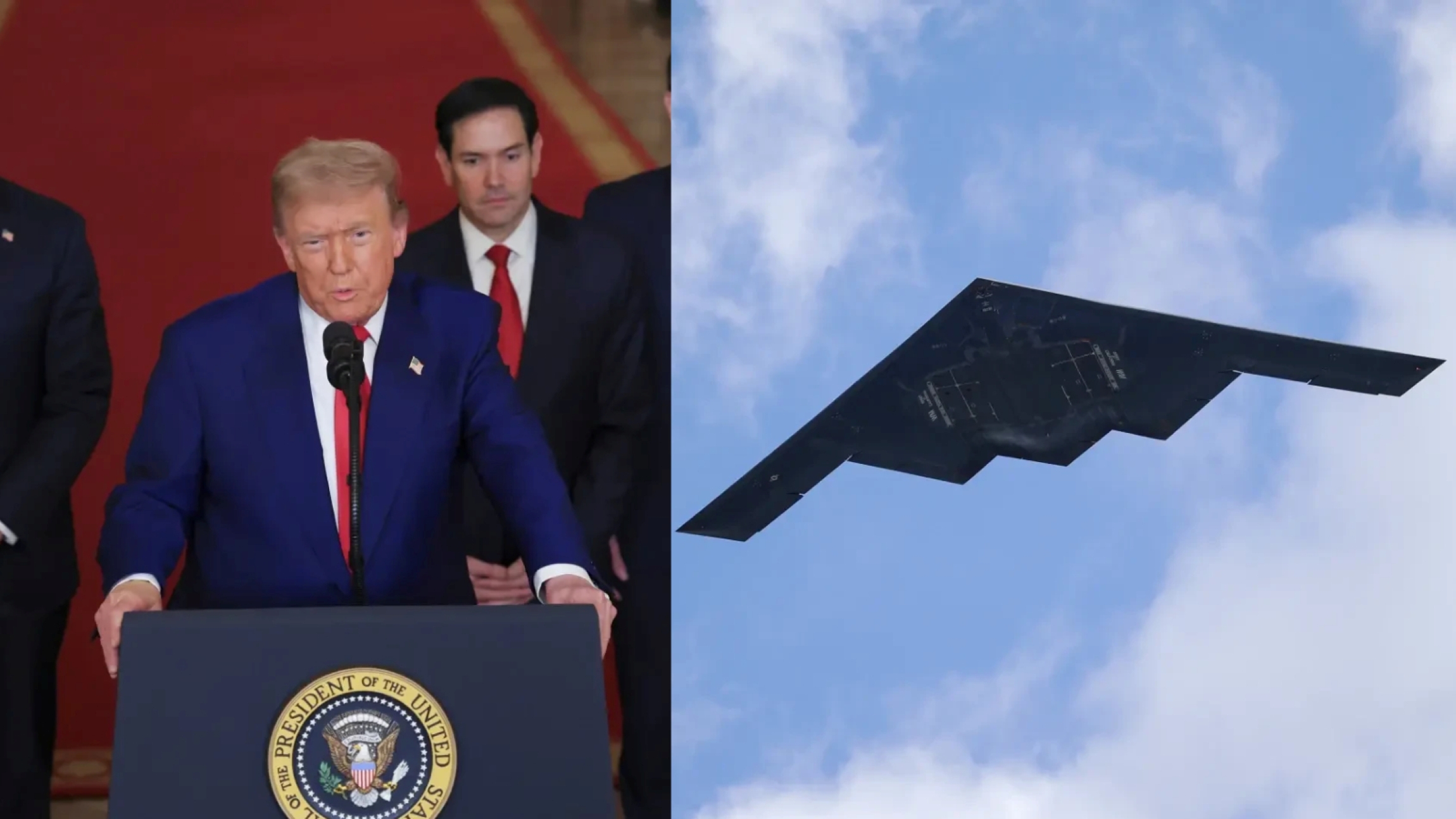 GABUNG: Amerika Serikat serang Iran gunakan pesawat pengebom siluman B2, Sabtu (21/6/2025).