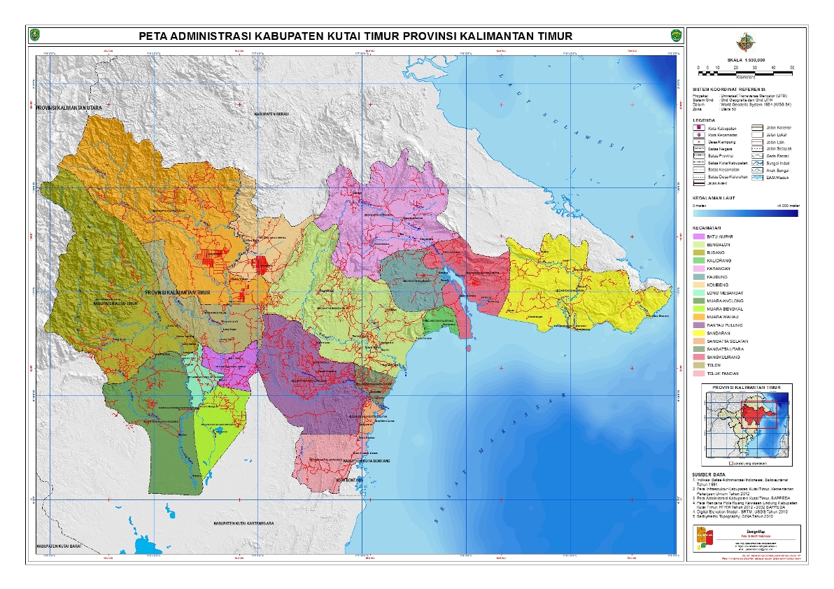 Wilayah administrasi Kutai Timur.