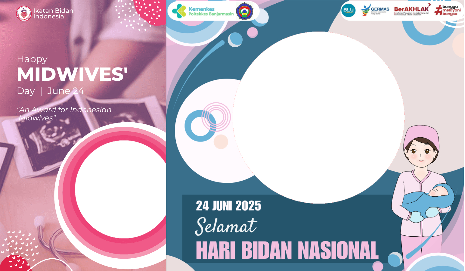 SEMANGAT: Twibbon Hari Bidan Nasional 2025. Untuk diunggah hari ini, 24 Juni 2025.