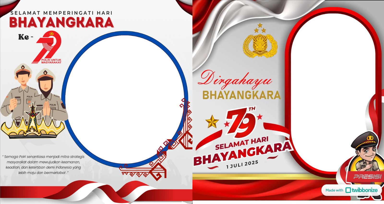 TERBARU: Twibbon Hari Bhayangkara Ke 79. Cocok untuk mempercantik status dan foto profil media sosial.