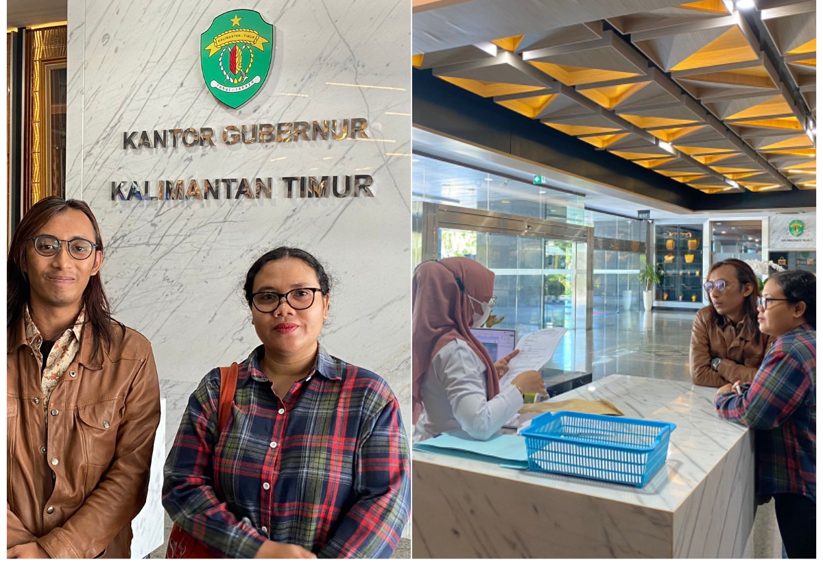Koalisi masyarakat Muara Kate dan Batu Kajang Meminta Salinan sejumlah Peraturan ke Pemprov Kaltim, Rabu (2/7/2025). (JATAM Kaltim)